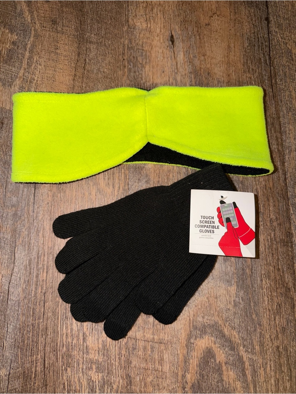 ✨ Neon Yellow Fleece Ear Warmer & Touchscreen Gloves Set ❄️